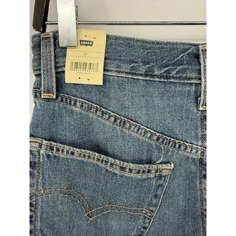 Levi's Women's Blue Lightweight Linen+Denim High Rise Baggy Shorts Size 27